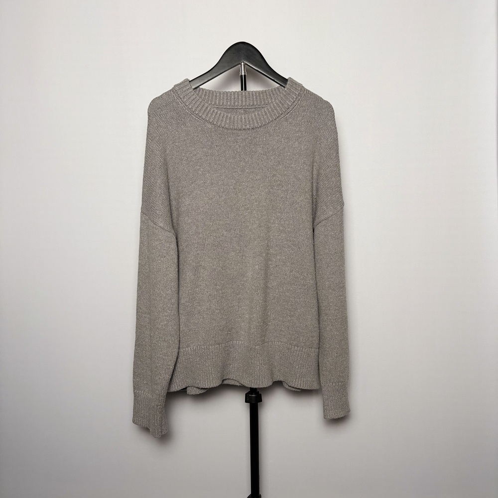 NO BRAND Gray Cashmere Blend Knit Sweater Size L Crew Neck